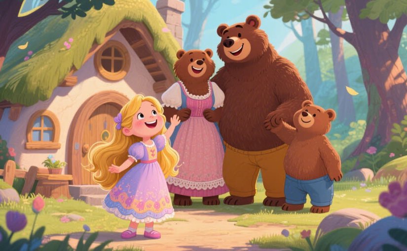 Goldilocks Free Simple Story in Spanish & English for Kids & Beginners